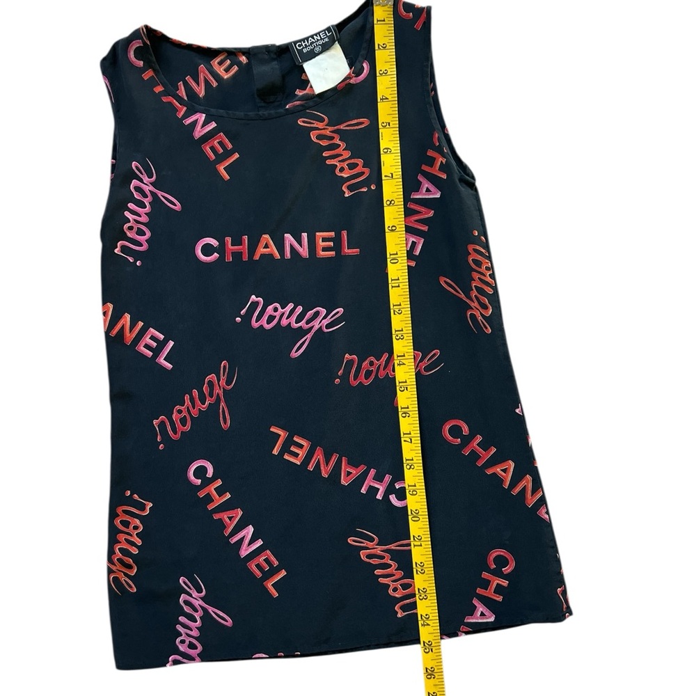 Vintage Chanel Rouge Logo-Print Silk Tank Top - Spring/Summer 1996 Collection - Picture 6 of 12